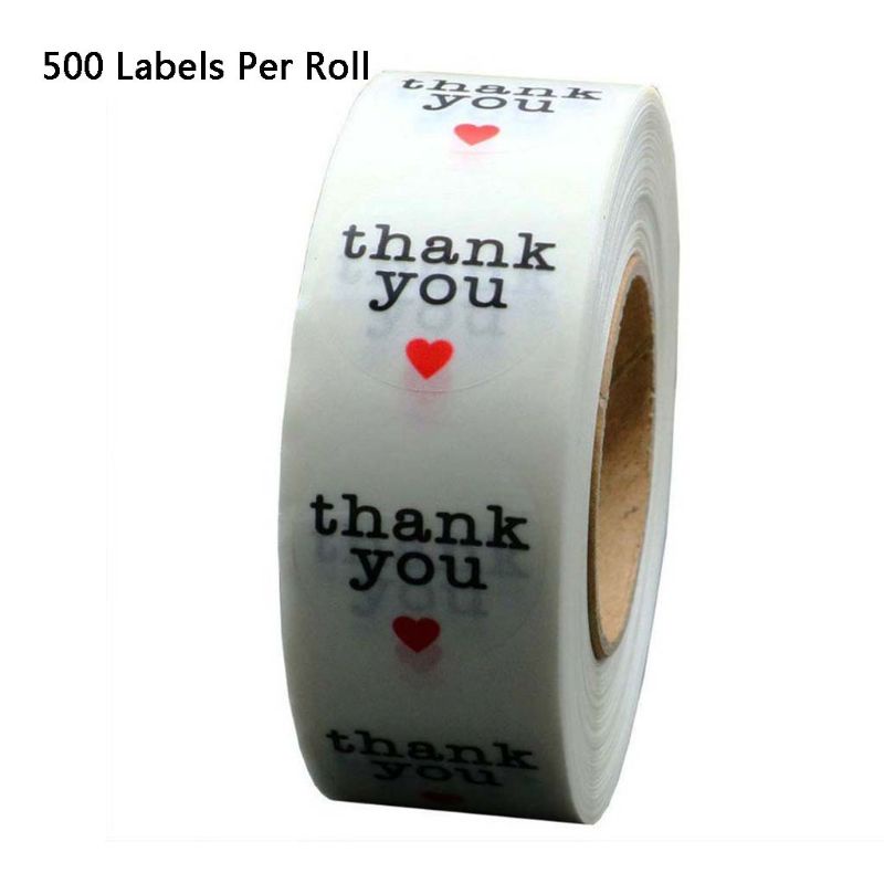 Cuộn 500 Nhãn Dán Trong Suốt In Chữ Thank You Dùng Trang Trí Sổ Tay