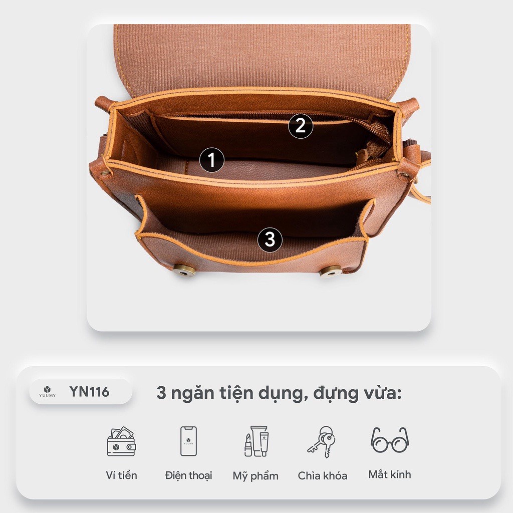 Túi đeo chéo nữ khóa đôi YN116 nhiều màu