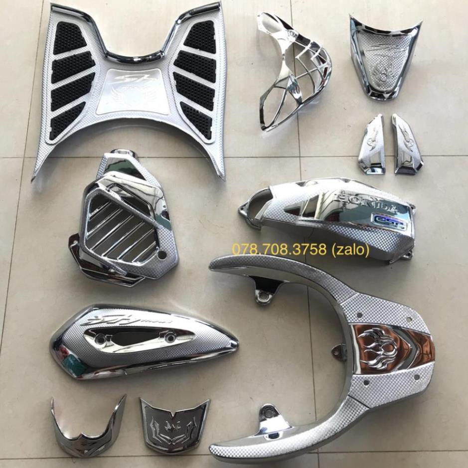 Ốp bảo vệ trang trí xe máy SH MODE 2013-2019 xi trắng crom. Hàng loại 1