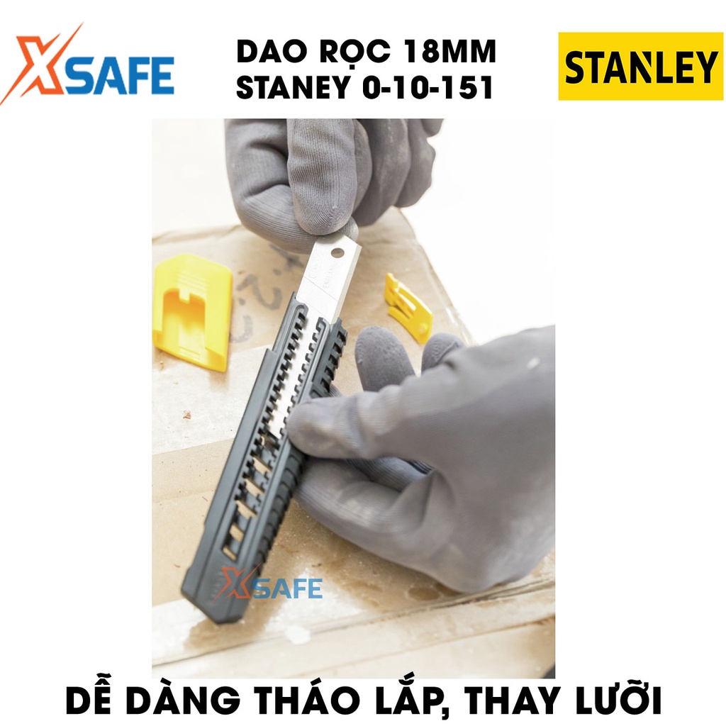 Dao rọc giấy STANLEY 0-10-151 18mm, cán nhựa cao cấp, lưỡi dao hợp kim cứng cáp - chính hãng