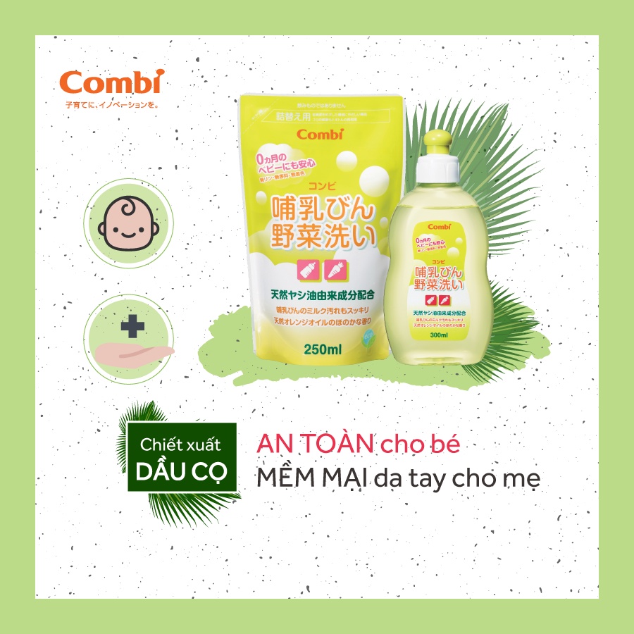 Nước rửa bình sữa và rau củ quả Combi chiết xuất dầu cọ 300ml
