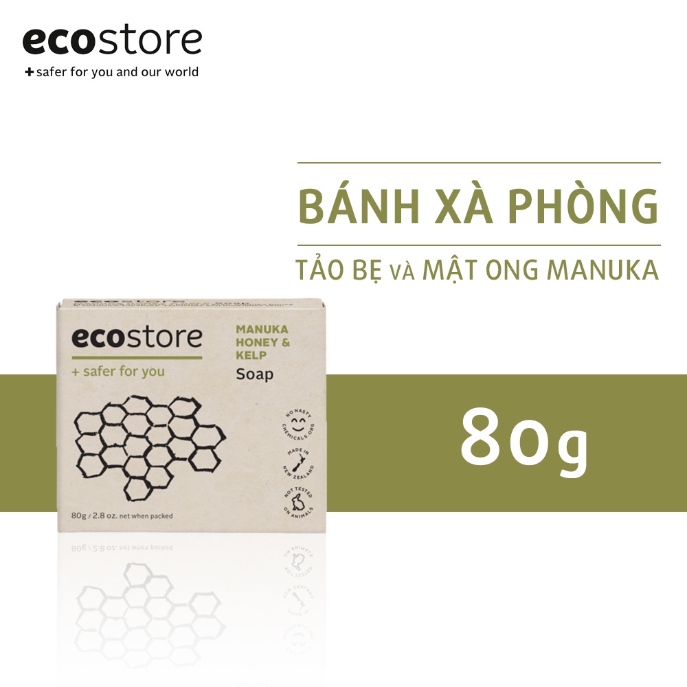 Ecostore Bánh xà phòng tảo bẹ và mật ong Manuka gốc thực vật 80g (Manuka Honey &amp; Kelp Soap)