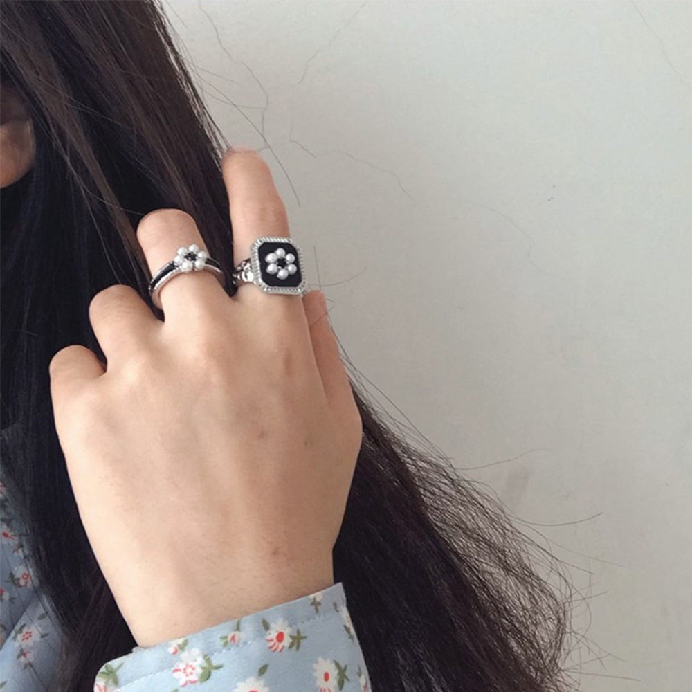 Nhẫn Đeo Ngón Tay Dáng Hở Aroma Hình Hoa Đính Ngọc Trai Nhân Tạo Đánh Dầu Bóng Thời Trang Cho Phụ Nữ Thích Hợp Làm Quà