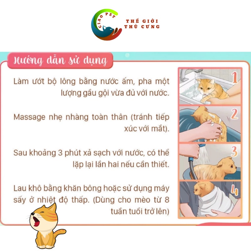 [280gr] DẦU GỘI VÀ XẢ MÈO LÔNG NGẮN LEE&amp;WEBSTER