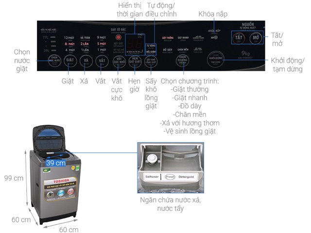 Máy Giặt TOSHIBA 9.0 Kg AW-H1000GV