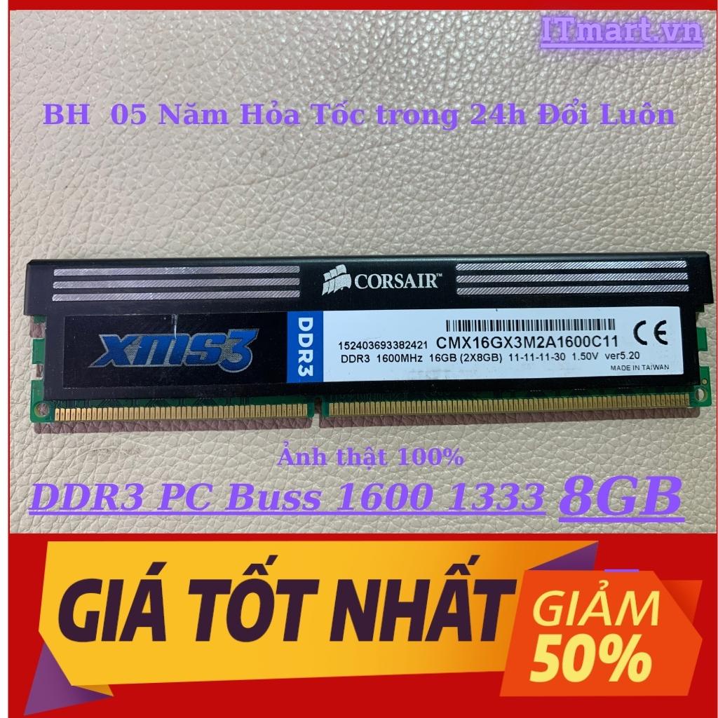 Ram PC máy bàn DDR3 8Gb có Tản bus 1600 1333- ram Kit tháo máy chuẩn Mỹ bảo hành 5 năm đổi hỏa tốc trong24h luôn và ngay