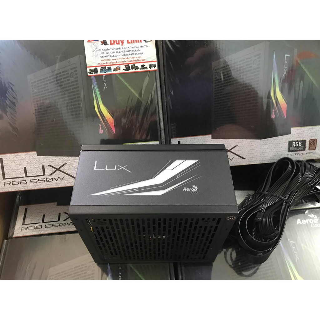 NGUỒN MỚI 550W AEROCOOL LUX RGB 80Plus Chính Hãng BH 36 Tháng