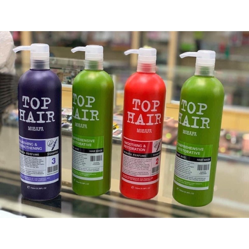 Cặp dầu gội xả Tophair Top Hair Mobafa 750ml phục hồi tóc Tophair Mobafa