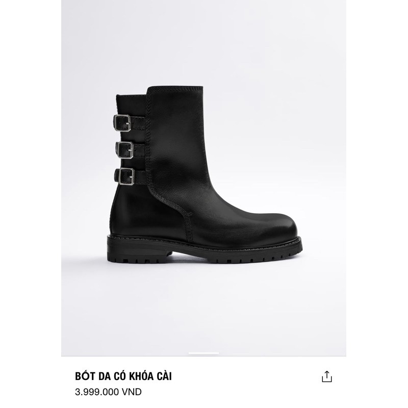 Giày boots cổ cao Zara authentic BUCKLED LEATHER