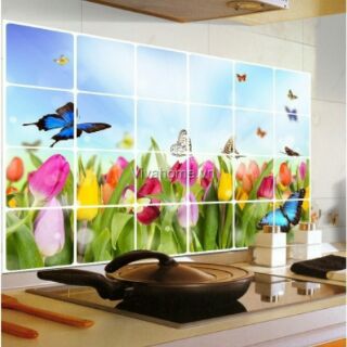 Combo 2 Decal Giấy dán tường nhà bếp cách nhiệt