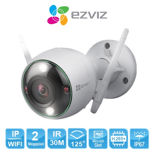 Camera Wifi AI Ezviz 2.0M, 4.0M ngoài trời C3W, C3N Mẫu mới 2021 chuẩn H265, có màu ban đêm, Hàng chính hãng