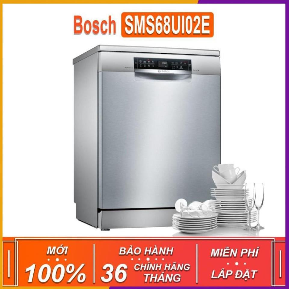 Máy rửa bát độc lập Bosch SMS68UI02E - Seri 6 , dung tích rửa 13 bộ chén bát ( Xuất sứ Đức - CHÍNH HÃNG PHÂN PHỐI )