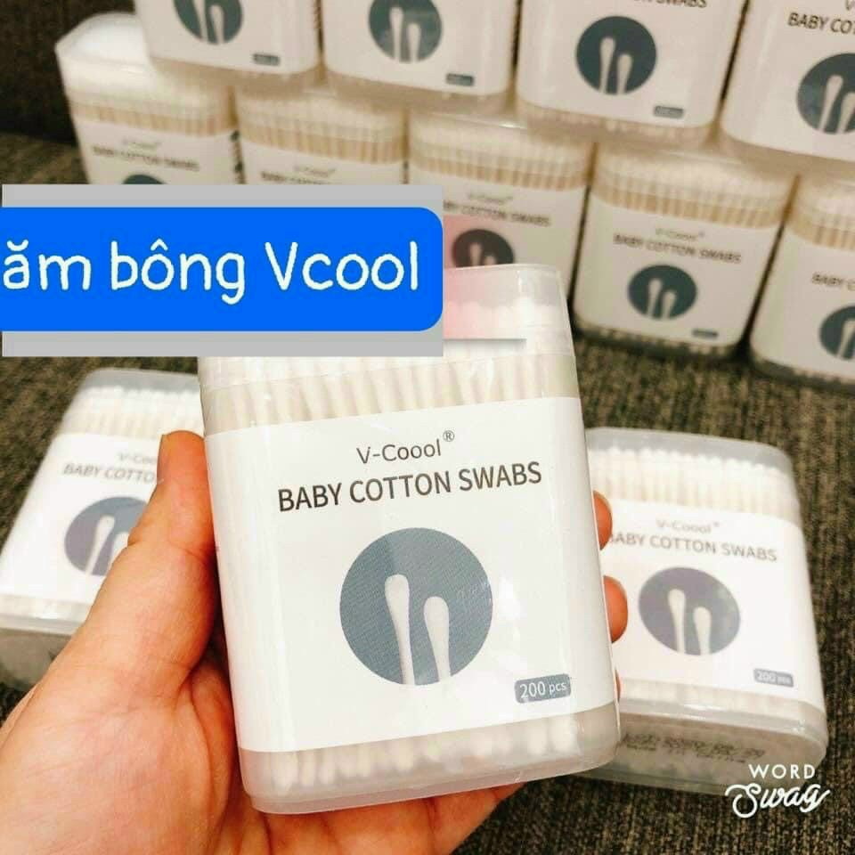 Hộp 200 cái tăm bông Vcool ngoáy tai trẻ em