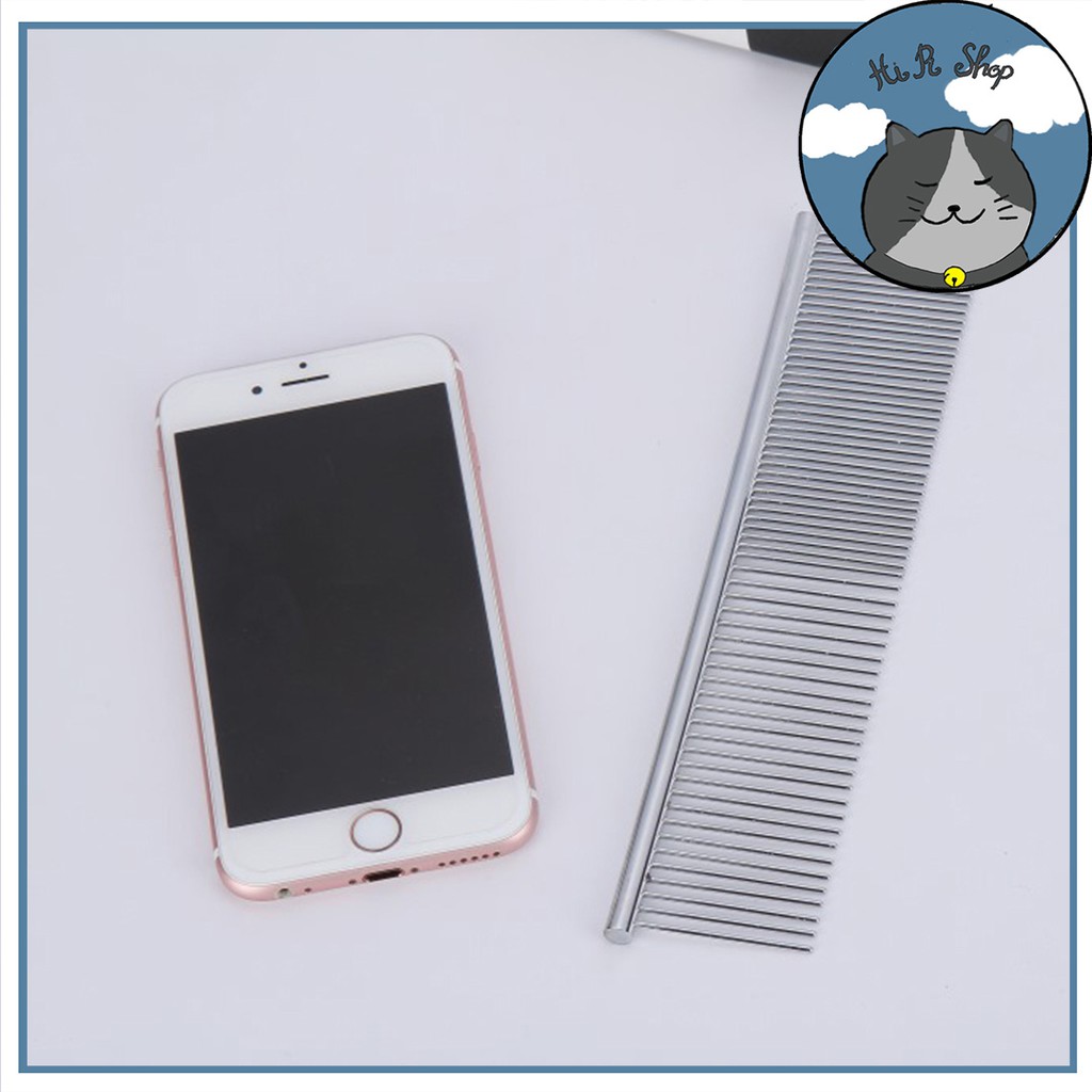 [Full Box]Lược Inox Chải Lông Gỡ Rối Dành Cho Chó Mèo, Chất Liệu Thép Không Rỉ Chiều Dài 19 Cm Lưỡi Dày Massage Thú Cưng