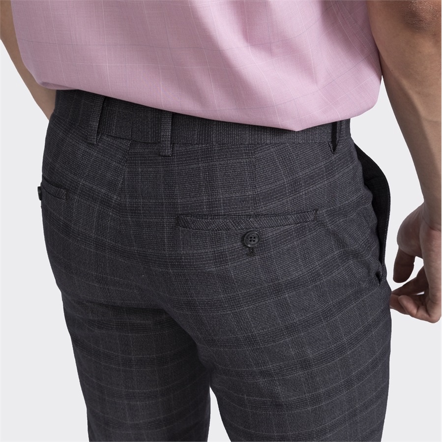 Quần Âu Nam Quần Tây Công Sở Cao Cấp ARISTINO ATR01502 Kẻ Caro màu Xám và Xanh Than Dáng Slim Fit Ôm Nhẹ Vải Polyester