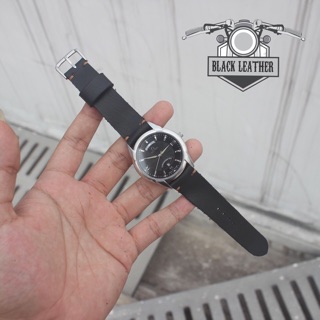 Dây đồng hồ da bò đen 1 lớp [ tặng khoá + 1 tool thay dây ]