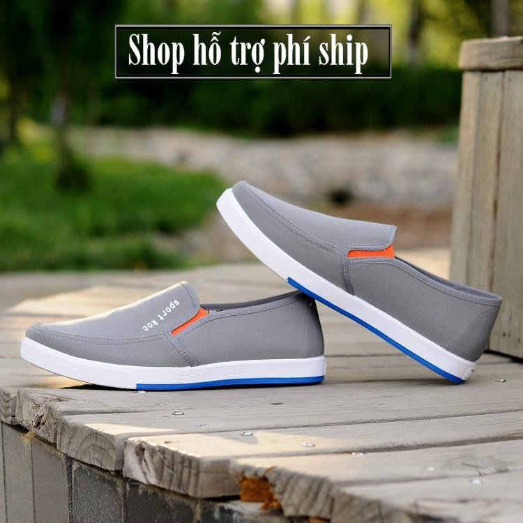 Hỗ trợ Ship-  -Giày lười sneaker cách tân không dây MÀU XÁM - Giày vải thời trang cao cấp nam/nữ