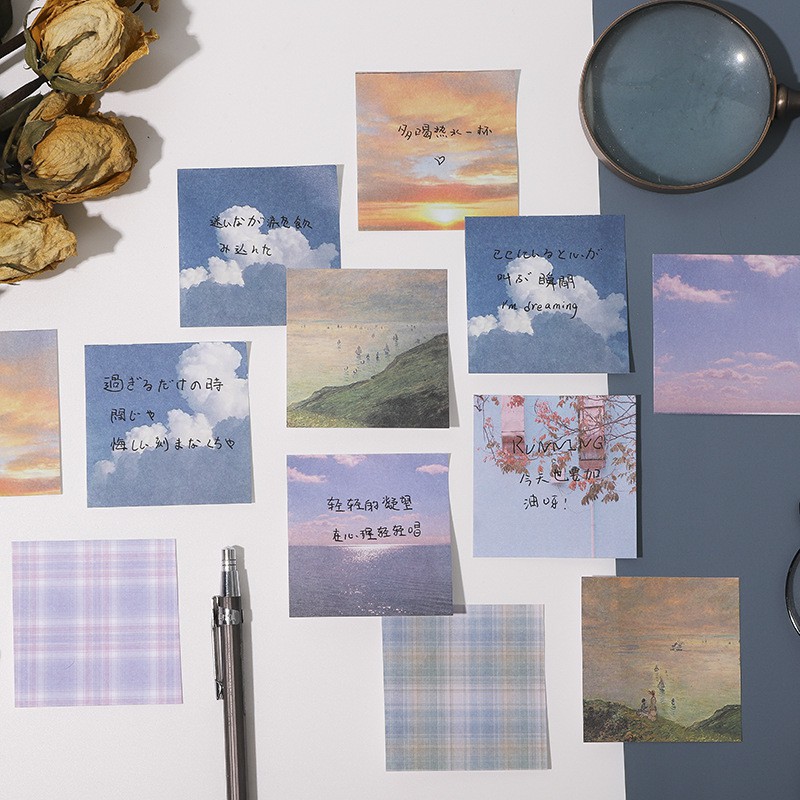 Sticky Note, Giấy Nhớ Memo Pad Hình Aesthetic Blue Sky Set 3 Xấp | NT007