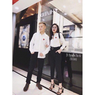 Áo sơ mi thêu trái tim chất siêu đẹp