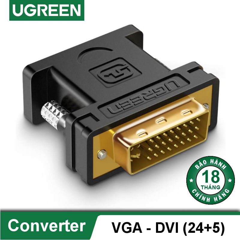 Đầu chuyển đổi DVI 24+5 đực sang VGA (15 chân) cái UGREEN 20122