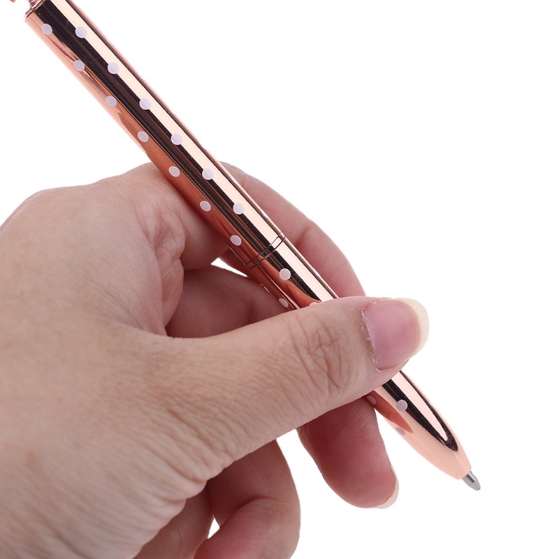 Set 5 Bút Bi Kim Loại Hình Viên Kim Cương Pha Lê Lớn Màu Vàng / Bạc / Trắng / Đen