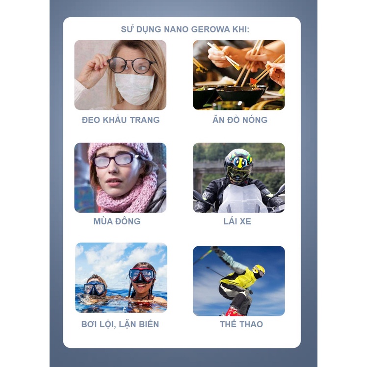 Dung dịch nano Gerowa chống bám hơi nước, sương mù 5ml - [Tặng kèm khăn lau kính]