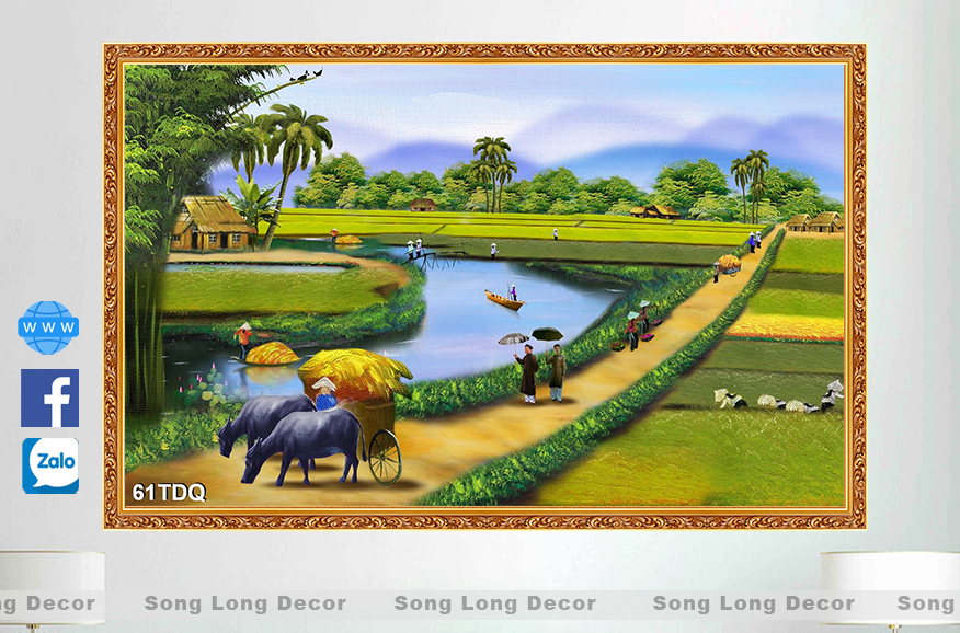 Tranh Dán Tường Làng Quê Việt Nam - SL61DQ-Tranh 3d Đồng quê - Song Long Decor