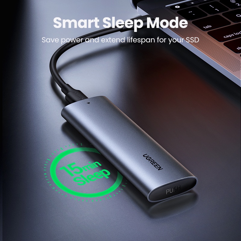 Vỏ ổ cứng UGREEN .2 NVMe SSD NVMe SATA sang USB 3.1 thế hệ 2 10 Gbps NVMe PCI-E M.2 SSD hỗ trợ UASP chất lượng