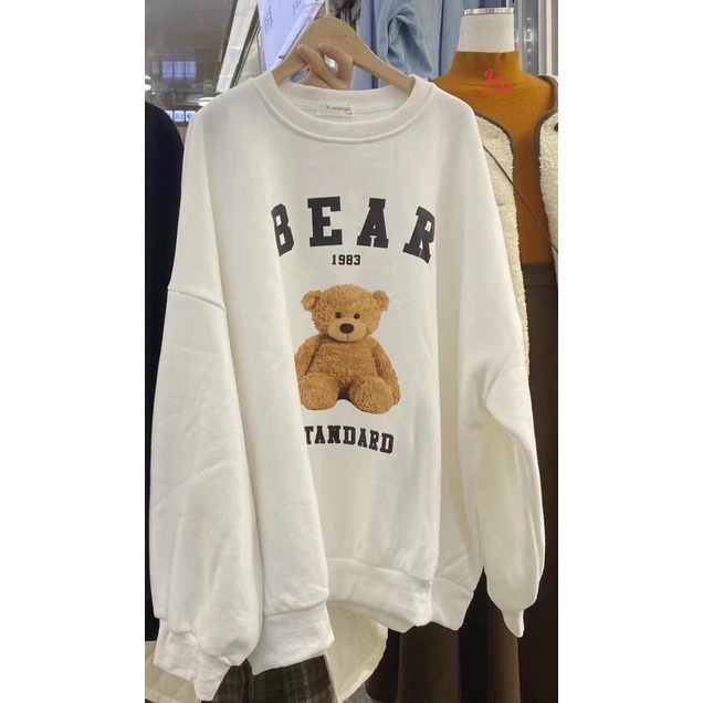 Áo sweater bear chất nỉ cotton in gấu bông [ đổi trả miễn phí ] áo nỉ form rộng freesize | BigBuy360 - bigbuy360.vn