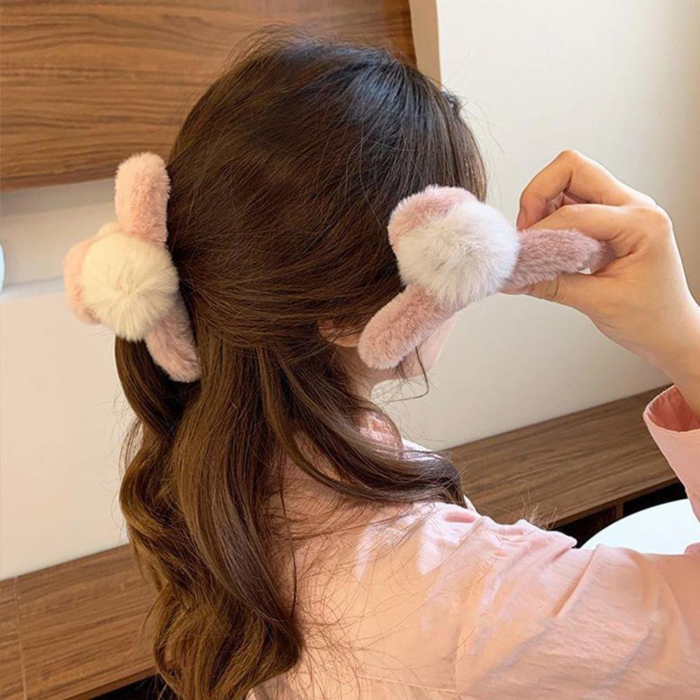 Kẹp Tóc VANES1 Đính Bóng Lông Thời Trang Thu Đông Cho Nữ