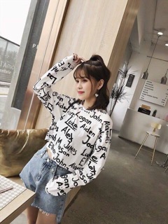 Áo crtop chữ