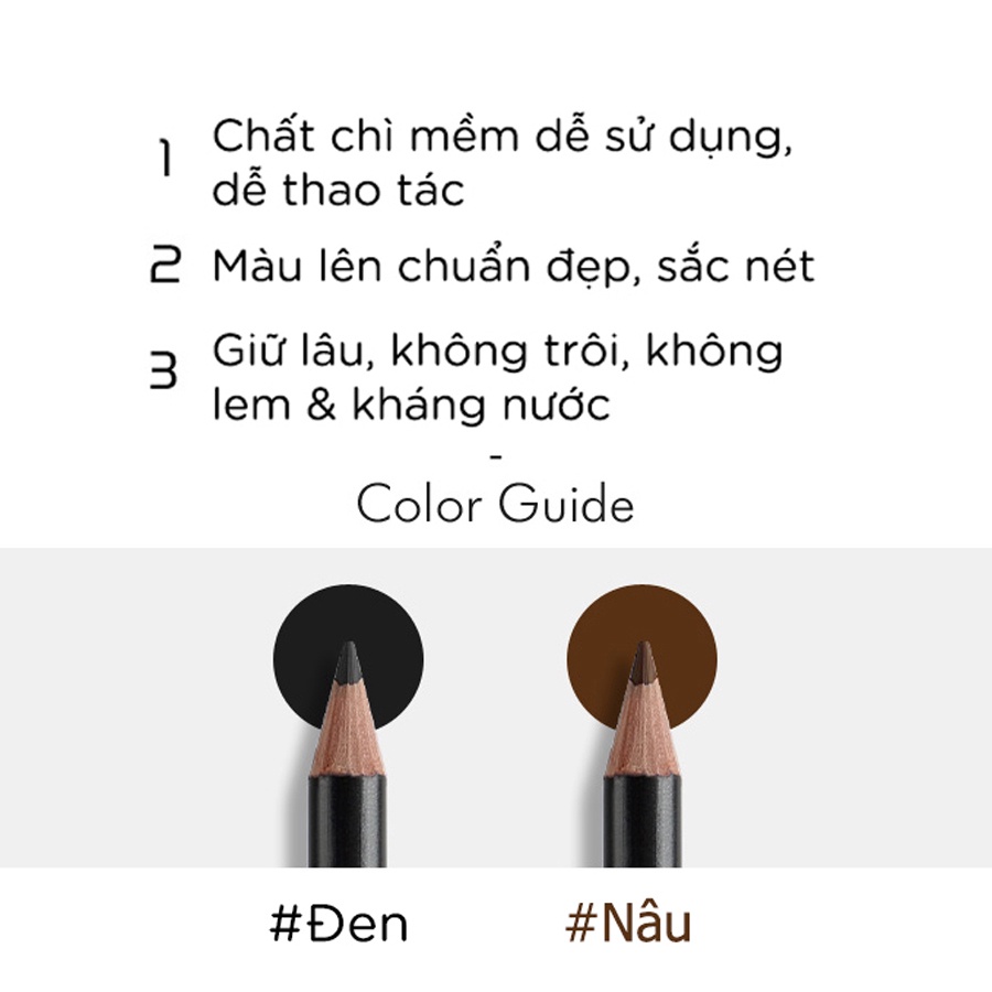 Chì kẻ mí không trôi Vacci Eyeliner Pencil - Ruột chì siêu mềm, dễ vẽ, không trôi