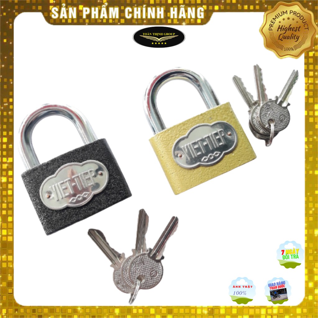 Khóa Việt Tiệp - Khóa Treo Gang Bấm Việt Tiệp 5P, 6P Chính Hãng. Ổ Khóa Bấm 3 Chìa, 2 Màu Đen Vàng, Bền Bỉ Với Thời Gian