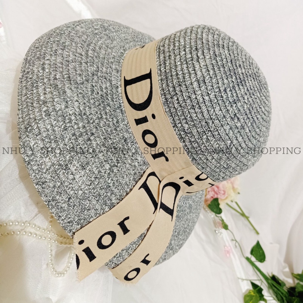 Nón cói,mũ cói nữ đi biển chuông lồng đèn in chữ màu xám xanh chanh xả-q12 chuông do