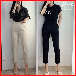 Sale! Quần baggy đai cúc lệch form chuẩn cực xinh, quần tây baggy chất vải đẹp giá cực hấp dẫn