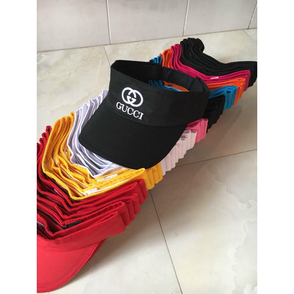 Nón Nửa Đàu Nam Nữ Không Nóc Họa Tiết Thêu Đen - Trắng, Mũ Lưỡi Trai Tennis Unisex Thể Thao
