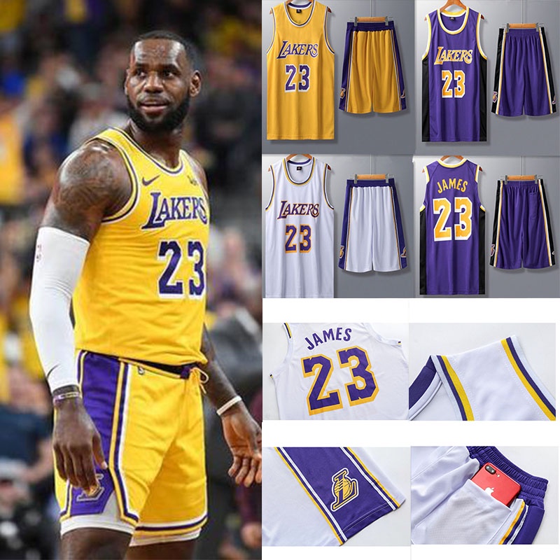 Set Đồ Thể Thao 2 Món Áo Ba Lỗ + Quần Short Size L-5XL Phong Cách Bóng Rổ NBA LeBron James Jersey Lakers Số 23 Cho Nam