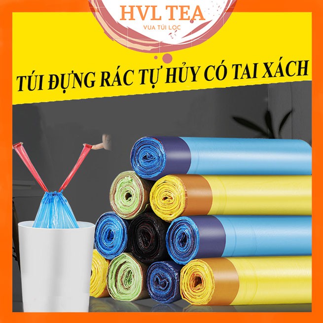 Cuộn Túi ni lông đựng rác có dây rút miệng, tiện dụng, TDR - HVL TEA