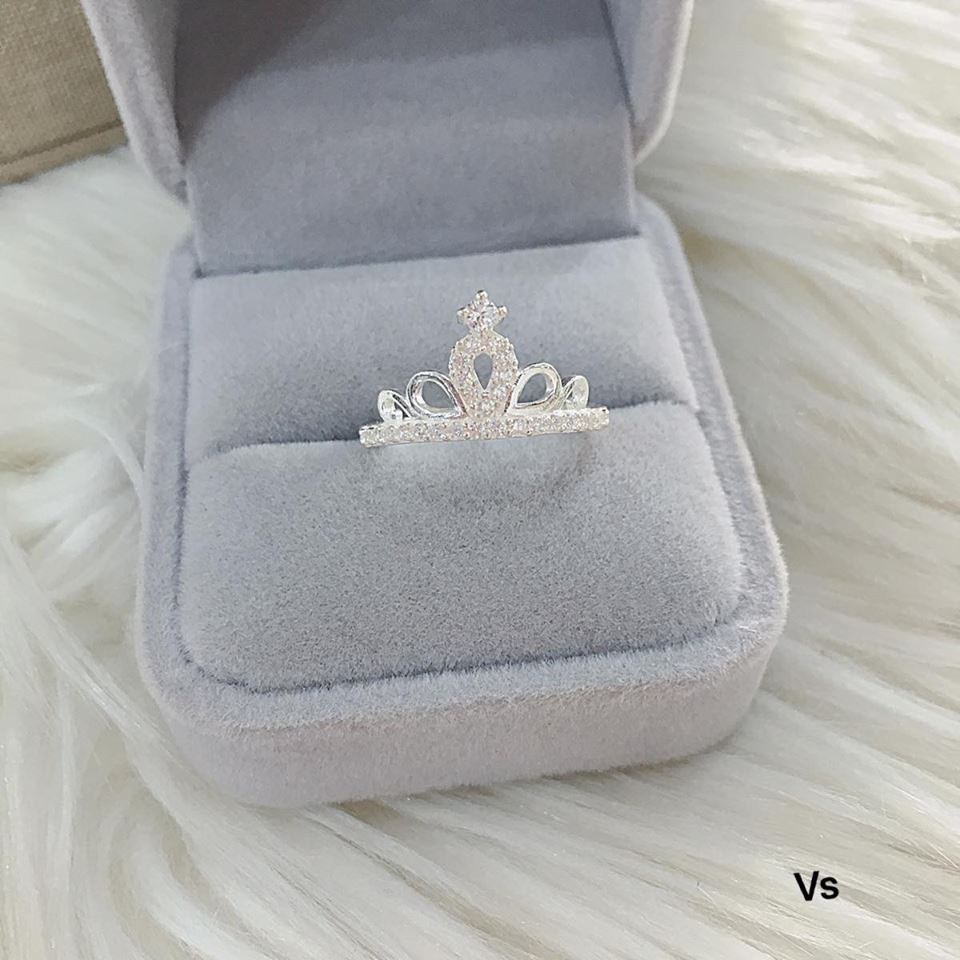 Nhẫn nữ bạc thật, nhẫn vương miện đính đá sang chảnh - Kho sỉ bạc Nhất Linh