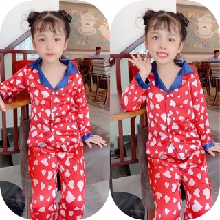 Bộ lụa dài tay Size 16-27kg cho bé gái