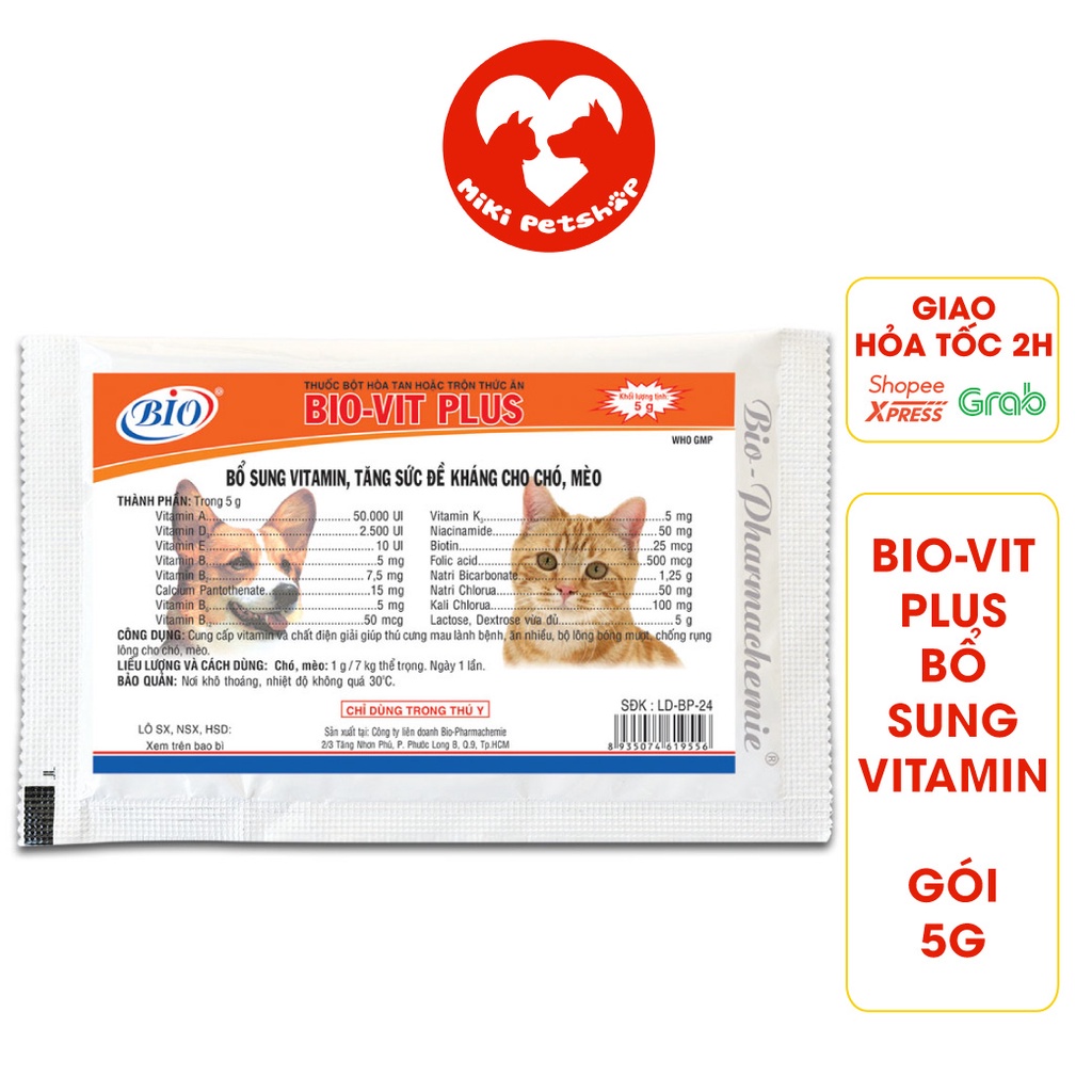 Biovit Plus Bổ Sung Vitamin Cho Chó Mèo Gói 5G - Miki Petshop