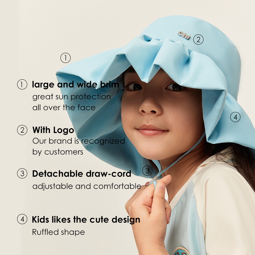 Mũ OHSUNNY vành rộng thông thoáng chống UPF50+ UV phong cách hè cho bé