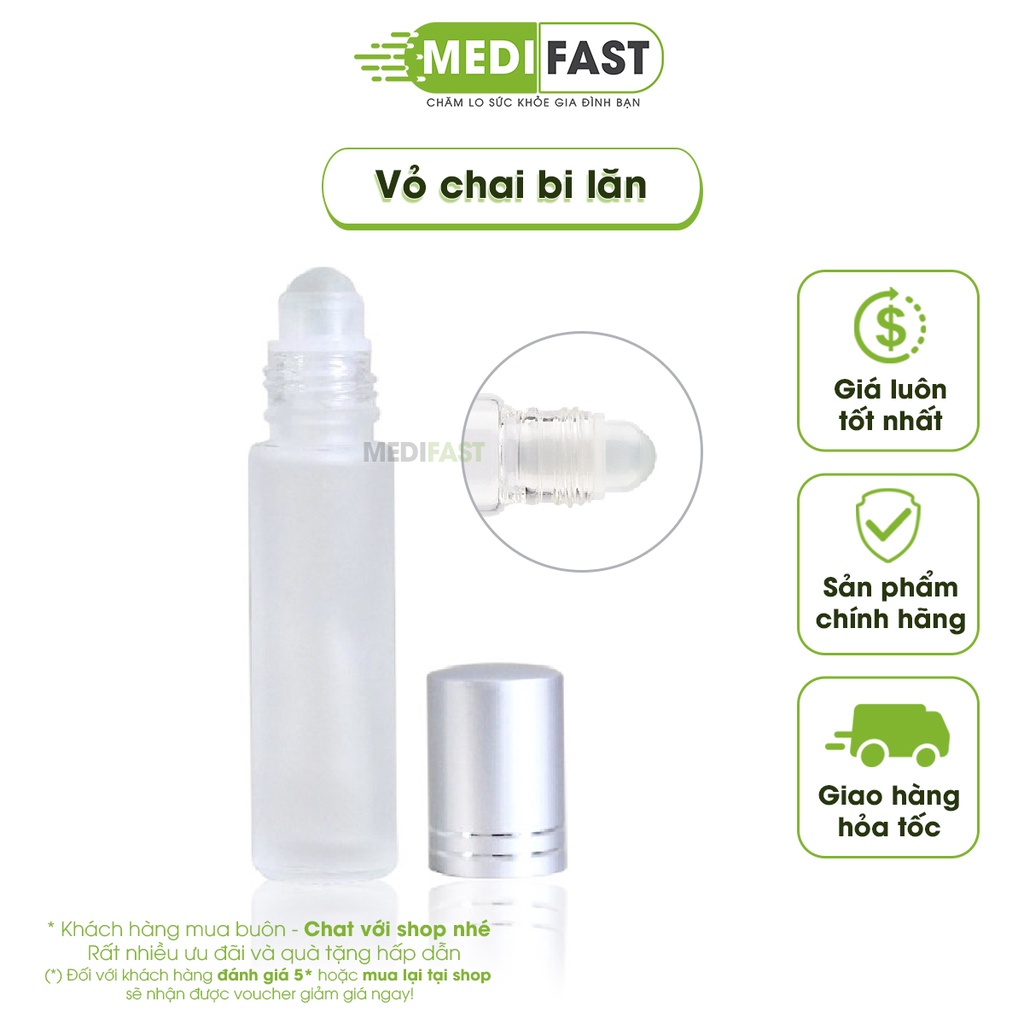 Dụng cụ đựng mỹ phẩm tinh dầu, dầu dừa, chai bi lăn 10ml vỏ lọ thủy tinh, siêu tiện lợi.