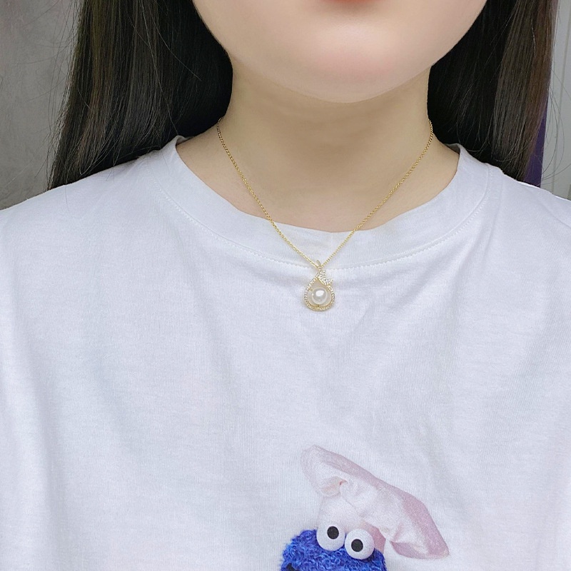 Vòng cổ Mạ Vàng Mặt Hình Học Đính Ngọc Trai Thời Trang