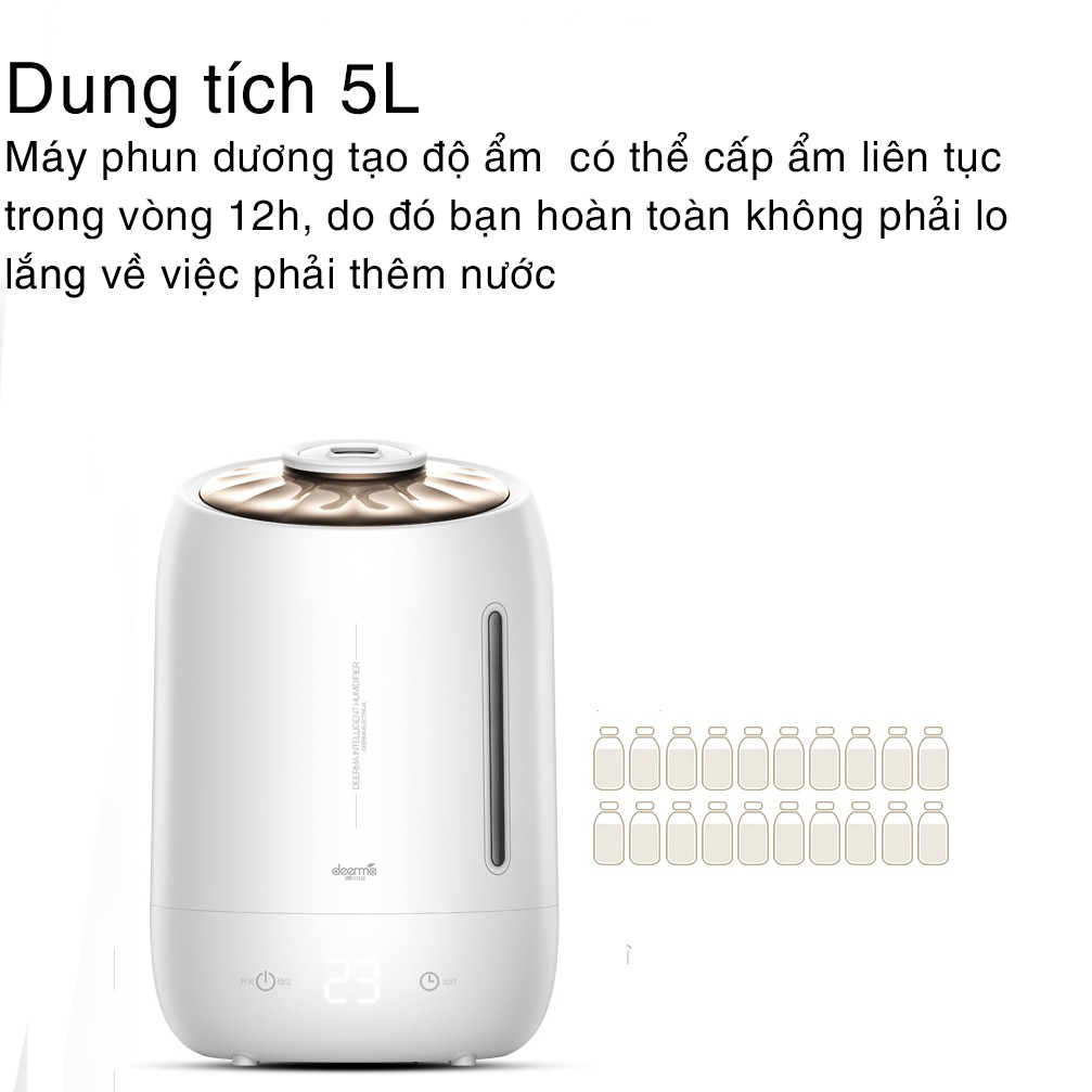 Máy Phun Sương Tạo Độ Ẩm Không Khí F600 Dung Tích 5L Màn Hình Cảm Ứng Hẹn Giờ, 3 Chế Độ Sương Mù Có Thể Điều Chỉnh Cho G