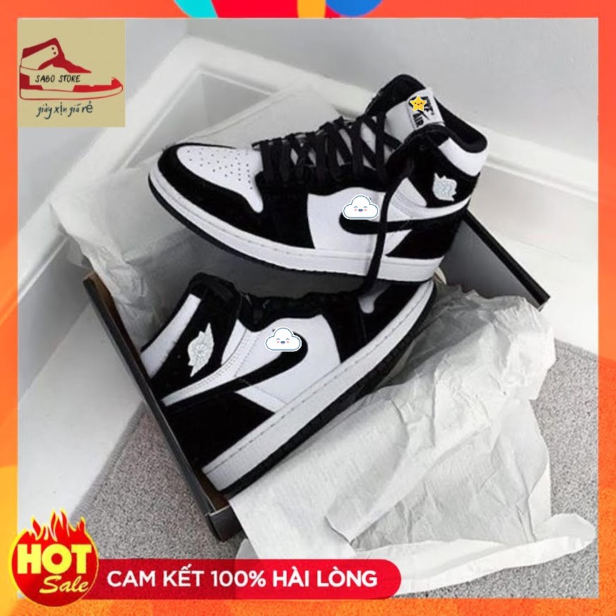 Giày jordan panda cổ cao, Giày Thể Thao Jordan cao cổ Đen Trắng nam nữ, giày jd nam nữ
