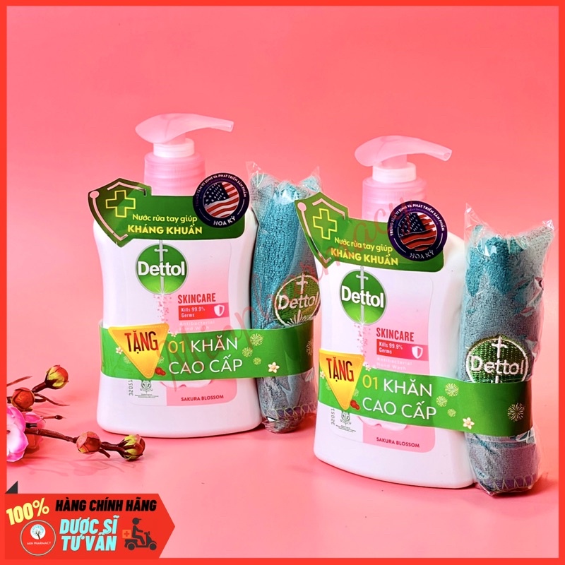 Nước rửa tay Diệt Khuẩn DETTOL dưỡng da Hương hoa đào Sakura chai 250g DATE 08/2023- Minpharmacy