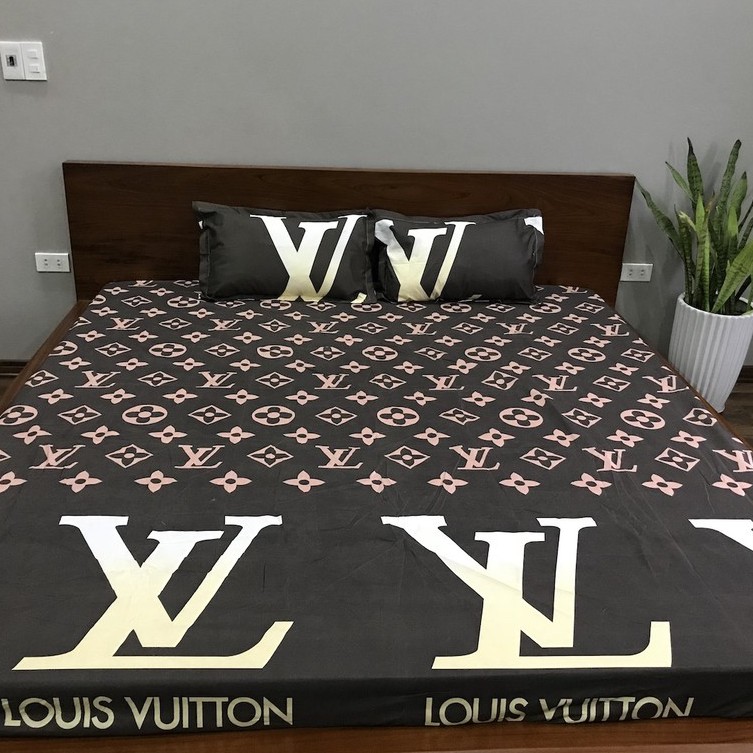 Bộ Ga Gối Poly Cotton LV loại đẹp bo chun đủ kích thước + vỏ gối ôm, chất mềm, không phai, không xù lông. | BigBuy360 - bigbuy360.vn