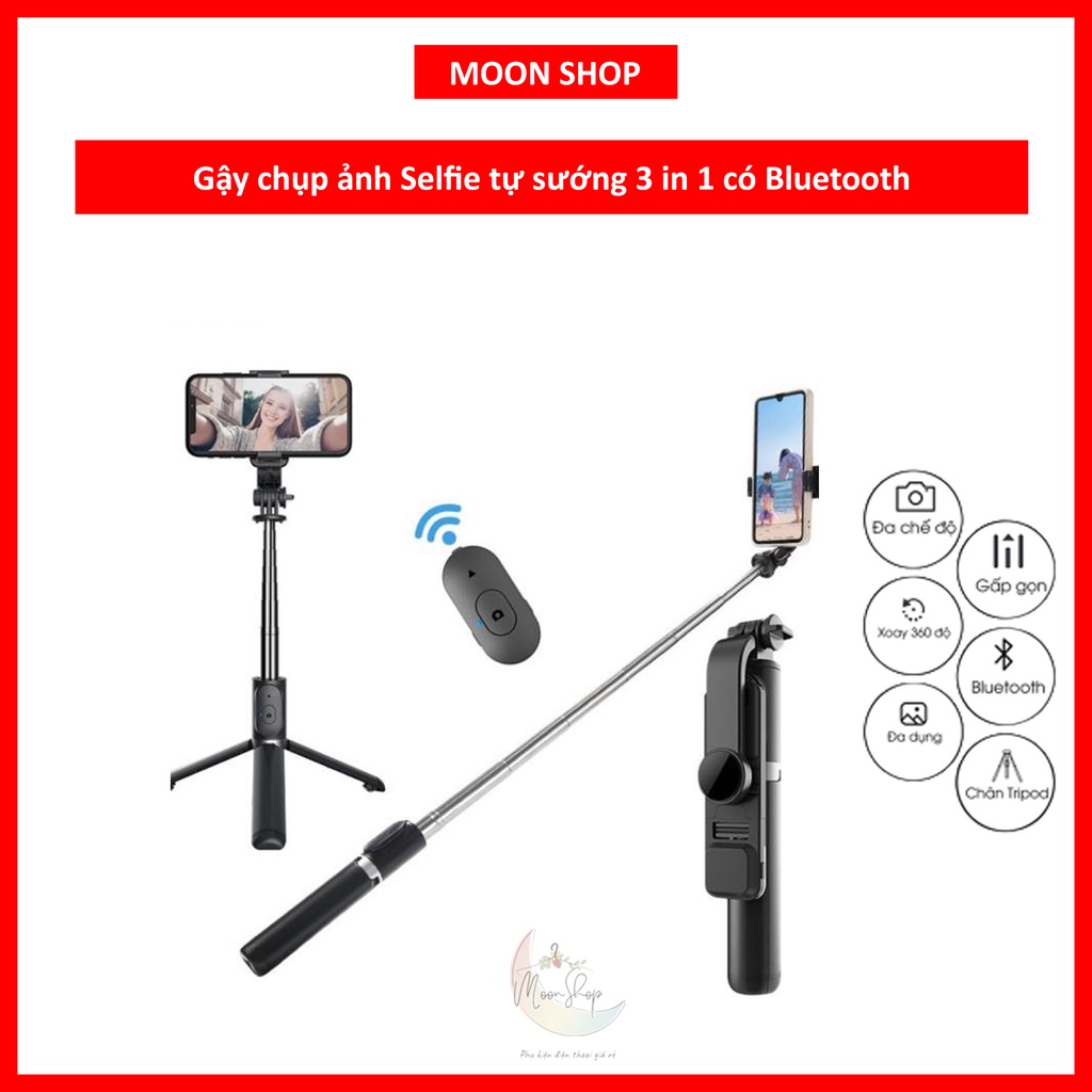 Gậy chụp ảnh tự sướng XT02 Q07 3in1 có bluetooth 3 chân đa năng chụp hình selfie giá đỡ điện thoại livestream