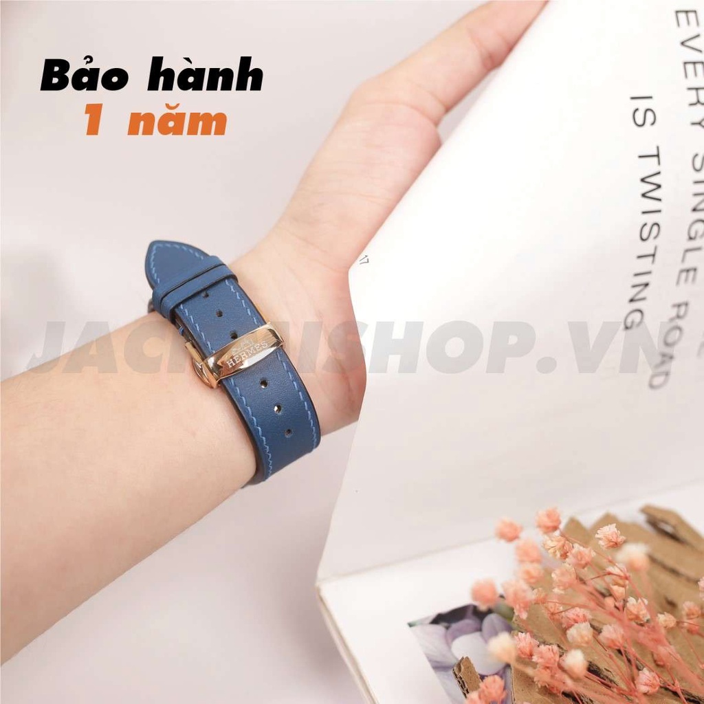 [BẢO HÀNH 1 NĂM] Dây Da BÊ SWIFT may tay thủ công màu Xanh Navy khóa Bướm cho Apple Watch series 1/2/3/4/5/6/7